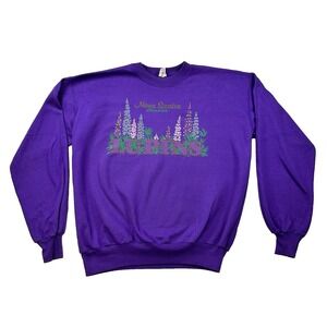 Vtg Nova Scotia Lupins Sweatshirt Pullover Floral Purple Size M Made in Canada
